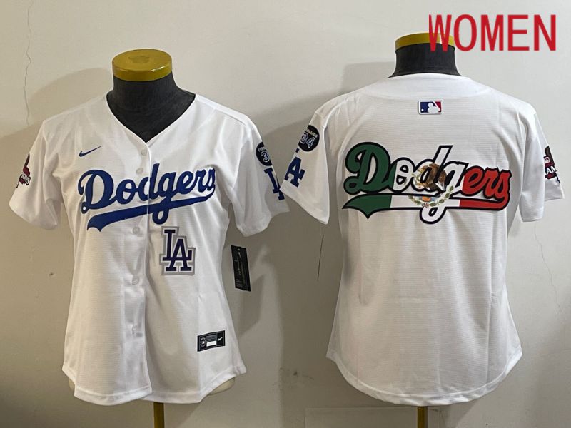 Women Los Angeles Dodgers Blank White Game 2024 Nike MLB Jersey style 12094->youth mlb jersey->Youth Jersey